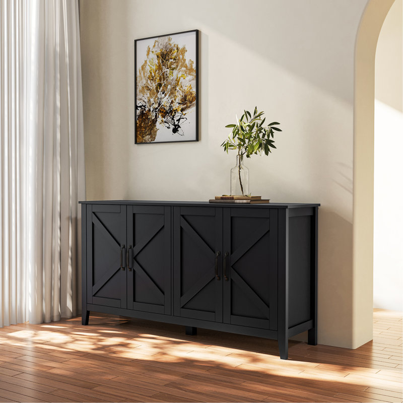 Armoire de rangement autoportante polyvalente avec de nombreuses tablettes et portes, parfaite pour organiser et décorer n'importe quelle pièce.