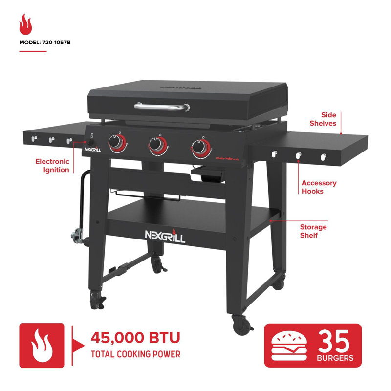 Plaque chauffante au propane à 3 brûleurs Nexgrill