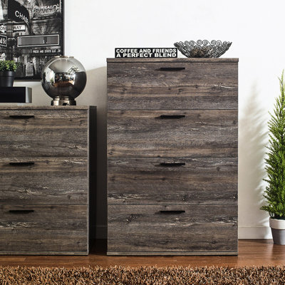 Coffre de rangement idéal pour les grands articles - Gris rustique avec un grand espace de tiroir