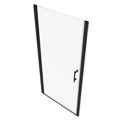 Quality Pivot Shower Door With 1/4" Tempered Glass - Matte Black Bath Leak Feature Clear
