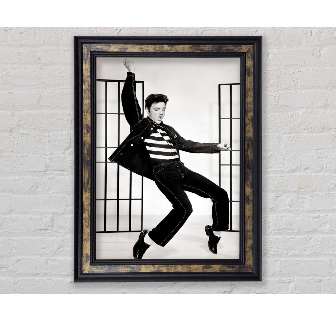 Elvis Jail House Rock B N W - Bilderrahmen Kunstdrucke