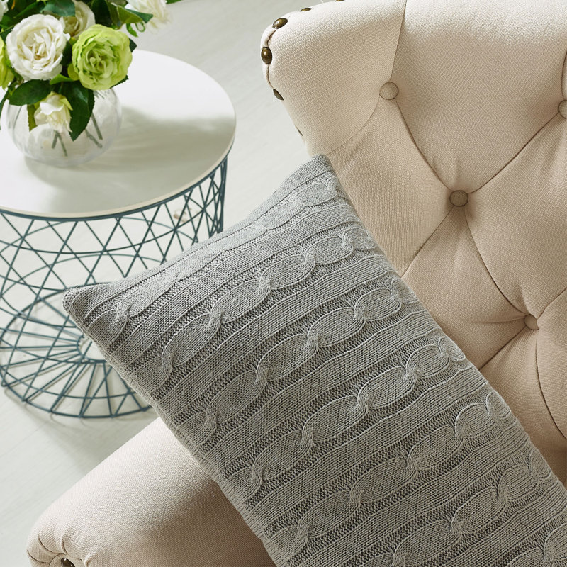 Cable Reversible Pillow Cover, Ghost Gray