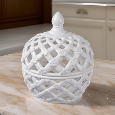 Pot de rangement décoratif en céramique avec couvercle