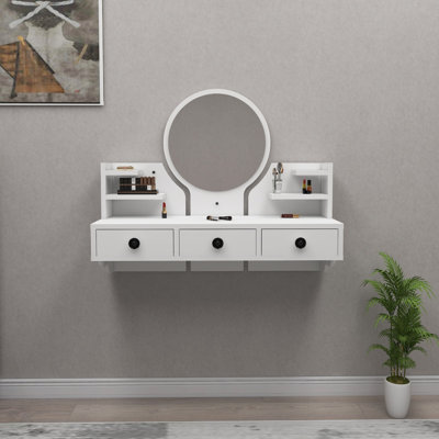 Modern Make-Up Table, White, 29.5 x 35.4 x 14.5 inches | 100% Melamine Coated Particle Board, Thickness: 0.71 inches | Stylish Design for Beauty & Grooming, Durable & Elegant Furniture for Any Space