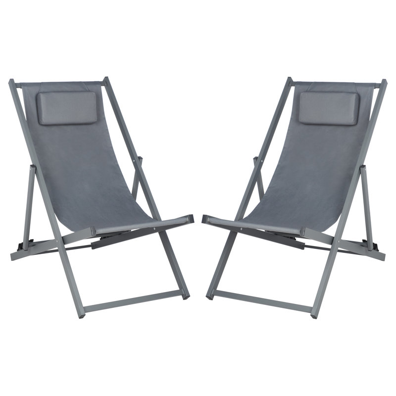 Hensel Folding Deck Chair, Silver/Gray