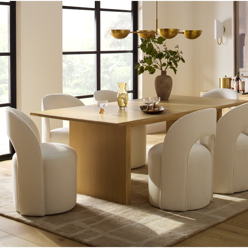 Neta Upholstered Swivel Dining Chair, Flannigan Cotton Tweed
