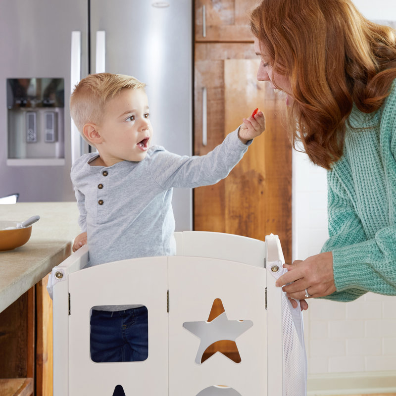 Ivory Foldable Wooden Toddler Kitchen Helper Tower