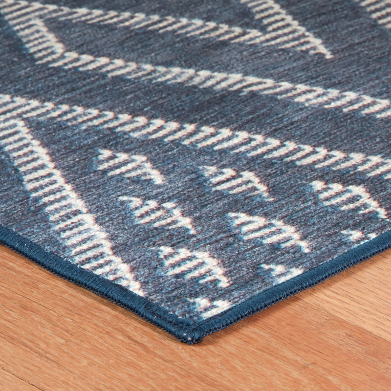 Guthrie Navy Machine Washable Rug, Runner 2'6" x 8'