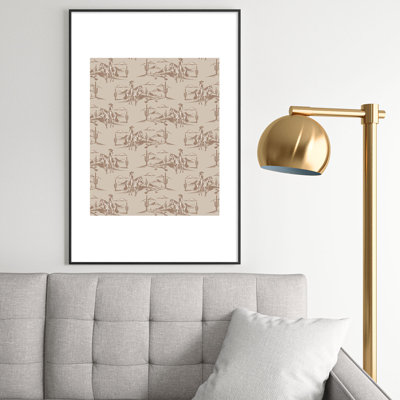 Western Cowgirl Toile In Tan, encadré sur papier