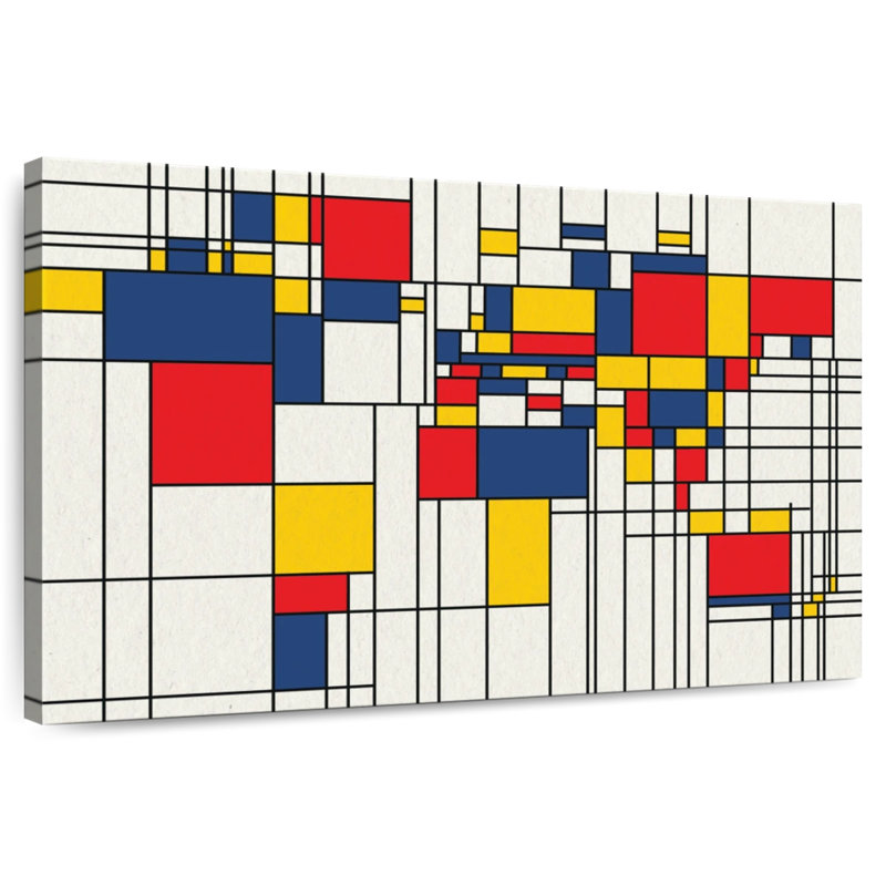 Avery Abstract Squares World Map, 30" H x 45" W