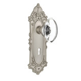 Crystal Oval Interior Mortise Door Knob with Victorian Long Plate