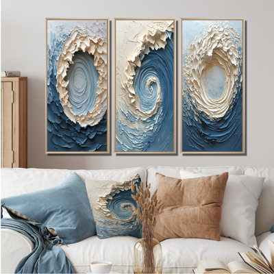 Vortex océanique blanc accentué de bleu I - Collection d'art mural moderne