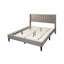Full Size Bed With Brown Burlap And Diamond Design Headboard, Modern Platform Without Box Spring Style Bed,