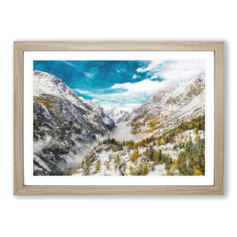 Mountain View in France - Picture Frame Photograph Print, Oak Framed, 33cm H x 45cm W x 2cm D