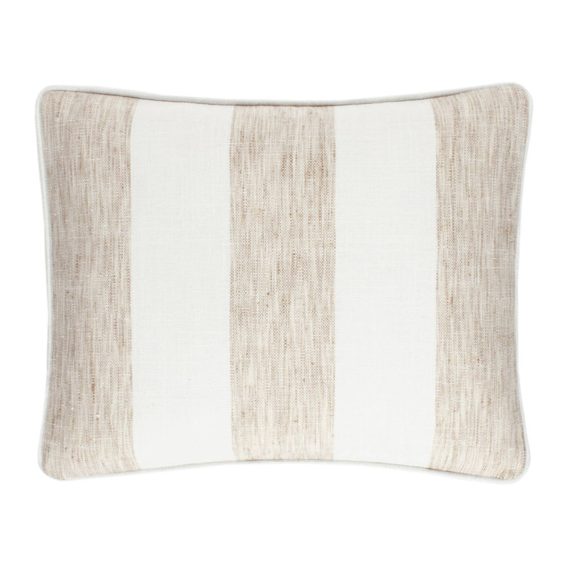 Awning Polyester Indoor/Outdoor Pillow Cover, White Striped, Rectangle 16"H x 20"W