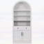 Bibliothèque cintrée avec armoire de rangement, bibliothèque d'exposition haute avec étagères réglables et portes de tiroirs, autoportante pour salon, bureau et salle de bain