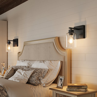 Rechargeable Iron Armed Sconce with Remote and Bulb Included