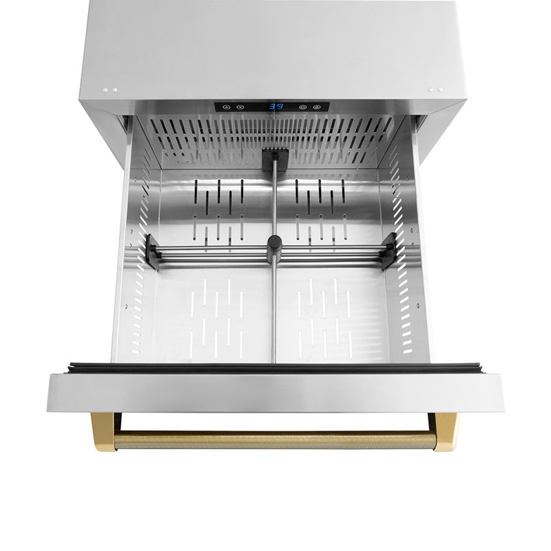 ZLINE Autograph 24 in. Touchstone Refrigerator Drawer with Steel Doors & Gold Helix Handles, Gold