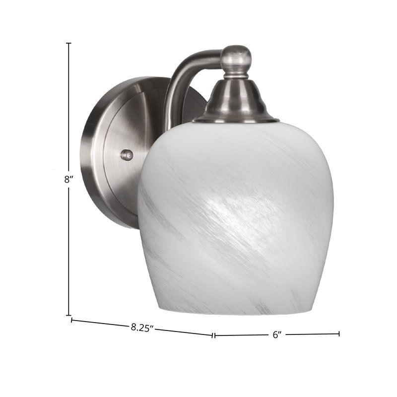 Brushed Nickel Steel Wall Sconce with White Glass Shade