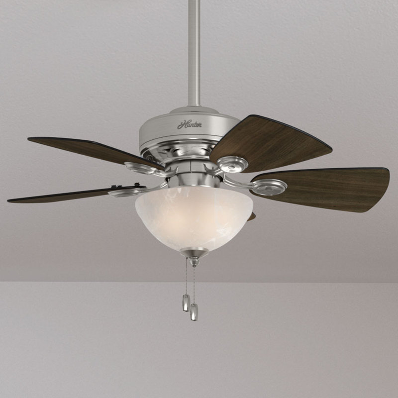 34" Watson 5 - Blade Standard Ceiling Fan with Pull Chain and Light Kit Included, Brushed Nickle