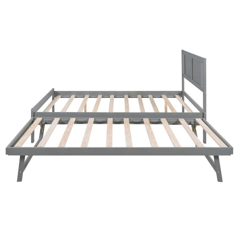 Lit plateforme avec lit gigogne réglable, Gris