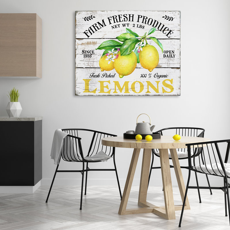 "Farm Fresh Produce Lemons", art mural sur toile par Creatif Belle bp-564_CN, H 36 po x l 48 po