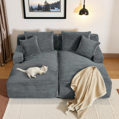 78.7"Oversized Chaise Double Lounge Chair Indoor Loveseat Sleeper Reading Upholstered Sofa Bed Corduroy Cloud Sofa Plush Chair Couch Bed for Living Ro by Mercer41