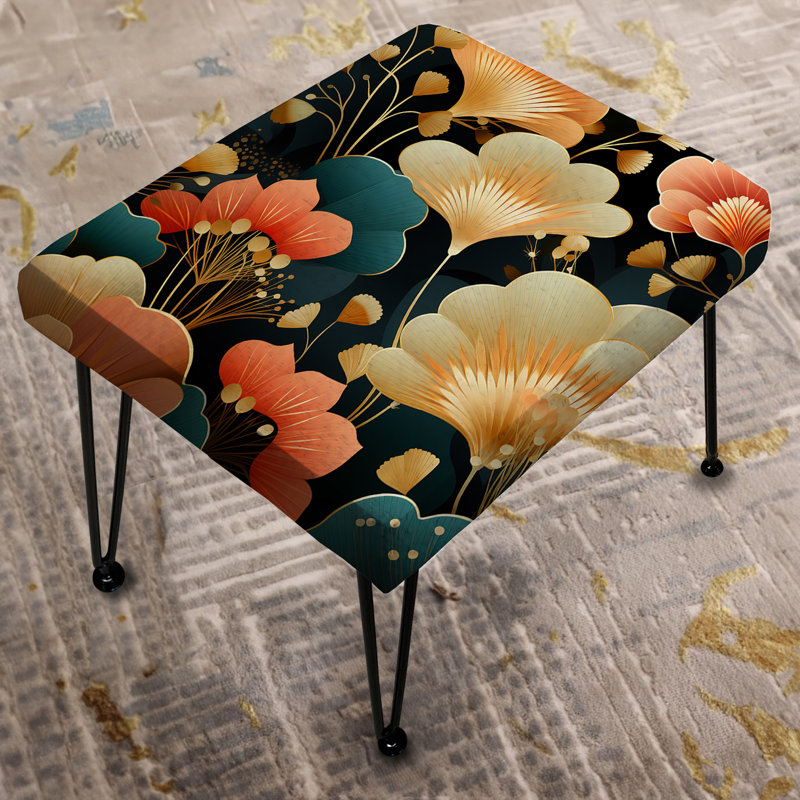 1950S Miami Deco Petal Splendor - Botanical Rectangle Ottoman