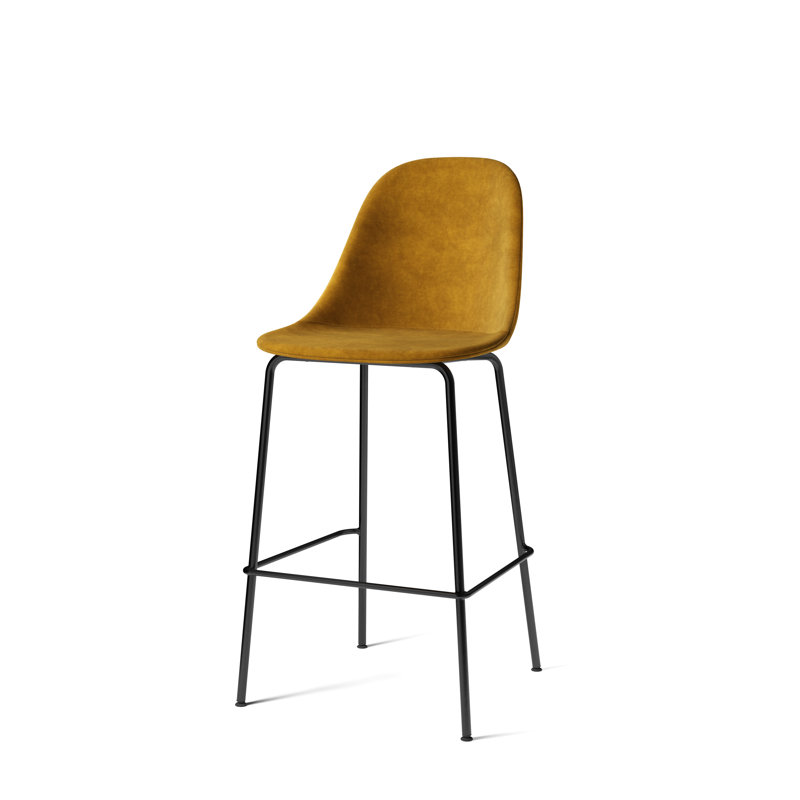 Harbour Upholstered Bar Stool with Metal Frame, Dakar 0842 Black Genuine Leather, Bar Stool (28.7" Seat Height)
