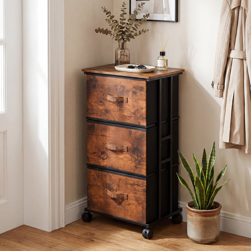 Dresser Storage with 3 Drawers, Metal Frame for Closet Storage, Vertical Storage Cabinet for Bedroom, Wardrobe, and Office