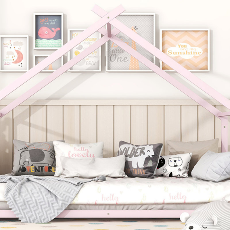 Lit en métal, structure de lit, Complet/Double, Rose