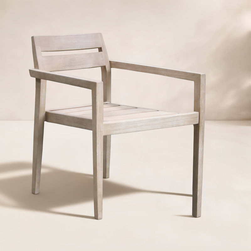 Kinsler Eucalyptus Outdoor Stackable Dining Armchair, Wheat Wash