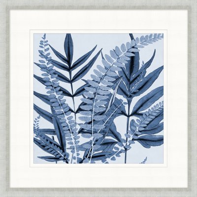 Feuillage Indigo stratifié sur papier 6 reproductions encadrées