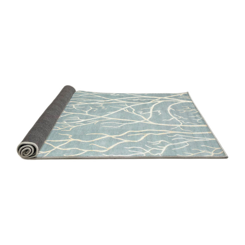 Tapis de zone bleu contemporain, Rond 7 pi