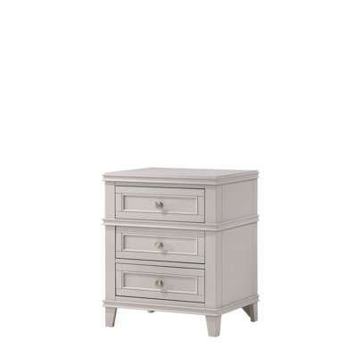 Table de chevet 3 tiroirs avec fonction - bois massif gris et Union