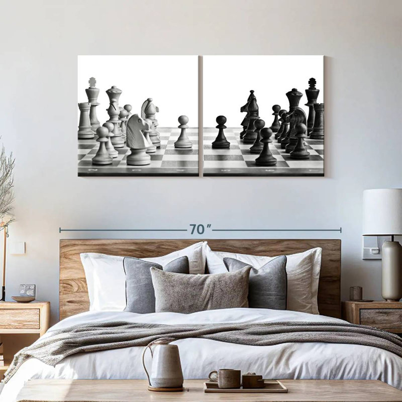 Reproduction d'art sur toile A Game Of Chess, H 30 po x l 61 po x P 1,25 po
