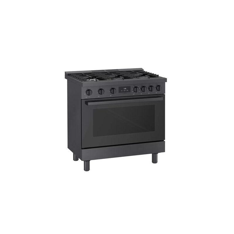 800 Series 36" 3.7 cu. ft. Freestanding Dual Fuel Range with True European Convection, Black