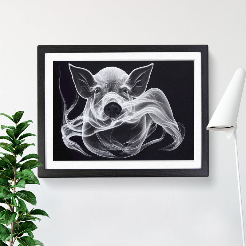 Smokey Pig - Framed Print, Black, 46cm H x 64cm W x 2cm D