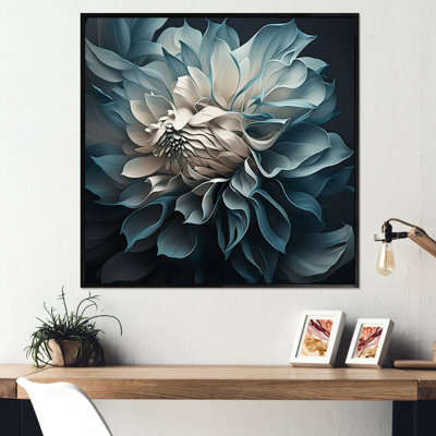 Blue And White Dahlia Flowers I - Dahlia Framed Prints