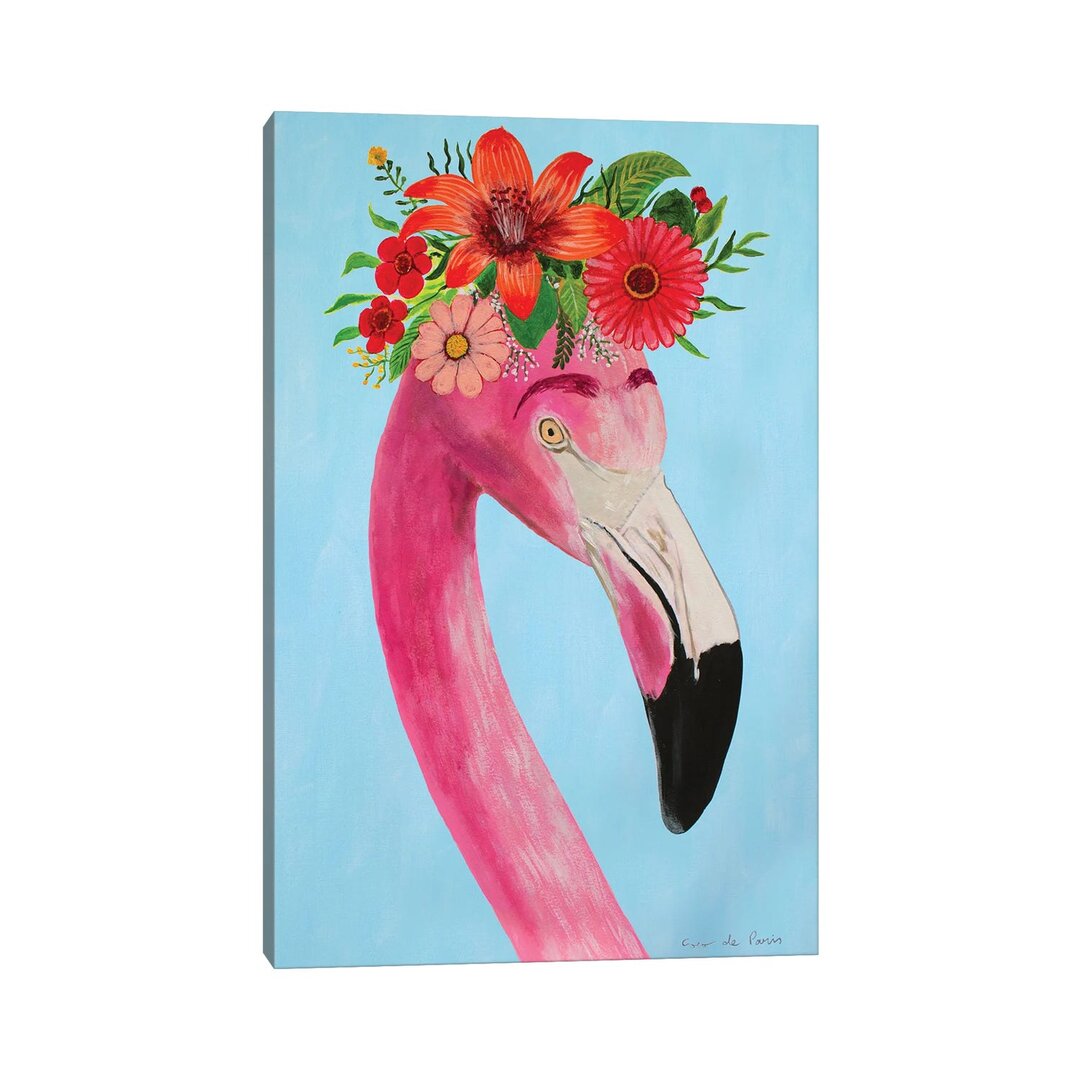 Leinwandbild Frida Kahlo Flamingo - White von Coco de Paris