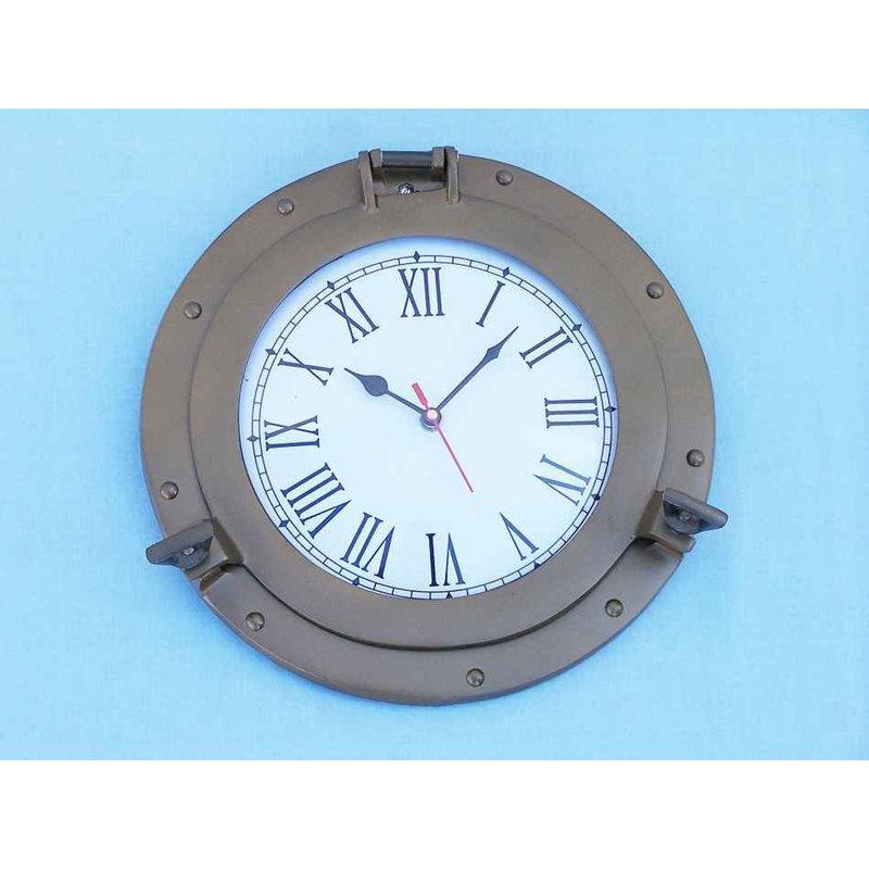Horloge murale analogique 8 po Myah, Laiton antique