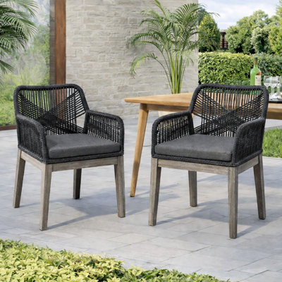 Jana Upholstered Kitchen & Dining Chairs - Solid Wood All-Weather Patio Armchairs