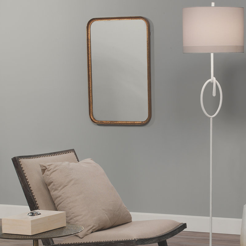 Principle Vanity Mirror In Gold Leaf Metal, Gold