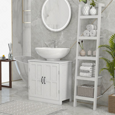 Bathroom Sink Cabinet, Pedestal Sink Cabinet With Adjustable Shelf, White(Sink Not Included)