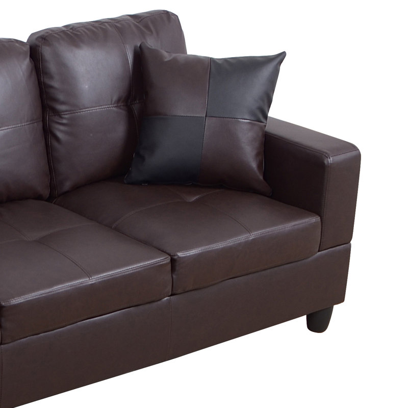 Mavretta Upholstered Sectional, Left Hand Facing, Brown Pebbled Faux Leather