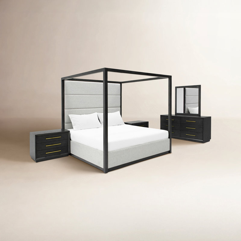 Ensemble de chambre à coucher Langley, Très grand, Gray/Off-White