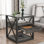 Ensemble de 2 tables de bout modernes avec tiroir - table de chevet pour la chambre à coucher et le salon, panneau de fibres à densité moyenne en bois rustique et plateau en verre trempé, table d'appoint de style industriel