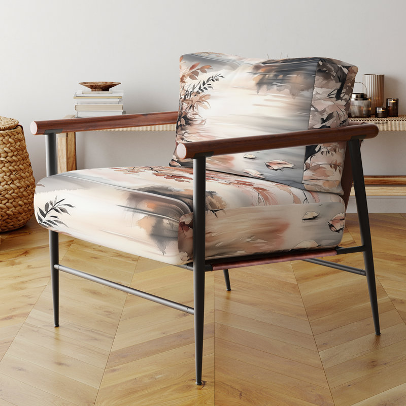 Chaise d'appoint River Forest - Fauteuil Spring Lakeside Reflection, Bras ronds bruns