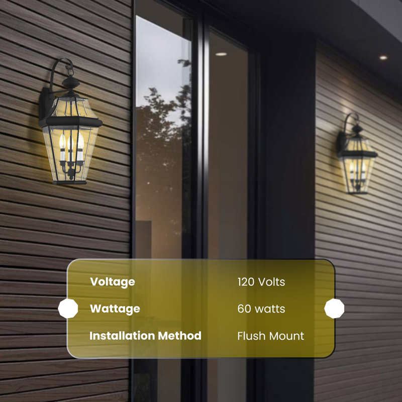 Lanterne murale d'extérieur Livex Lighting - Finition noire avec abat-jour en verre biseauté transparent