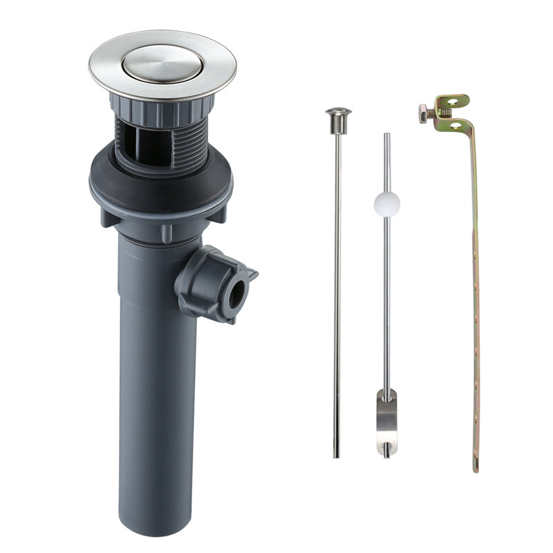 Lift Rod Bathroom Sink Drain with Overflow, Brushed Nickel